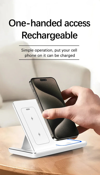 Foldable Phone Wireless Charger Station For iPhone 16 15 14 13 12 Pro Max Apple Watch 10/9/8/7/6 AirPods 3/2 Fast Charging Dock