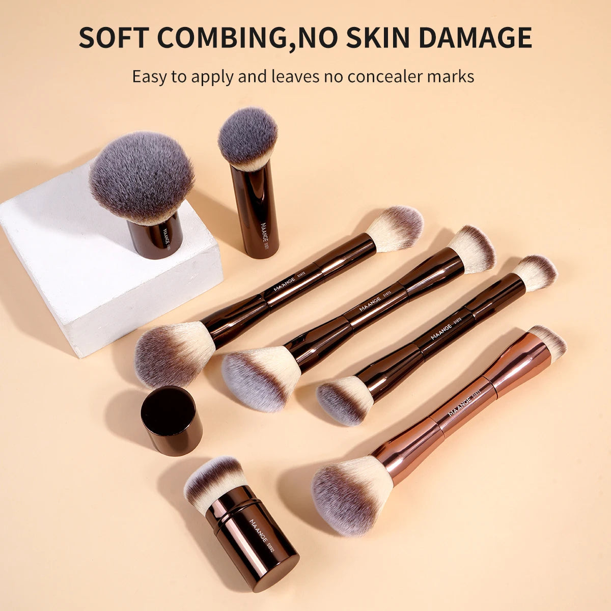 MAANGE 20pcs/set Pro Makeup Brushes Double Ended Foundation Concealers Blush Eye Shadows Brush for Liquid Cream Powder Blending RELUX.STORE