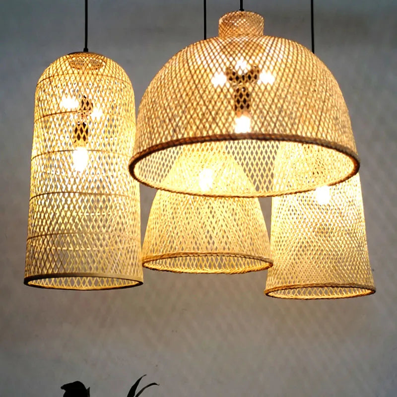 New Chinese Bird's Nest Lampshade Chandelier Hotel Restaurant Staircase Japanese Tatami Rattan LED Bamboo Furniture Decoration RELUX.STORE