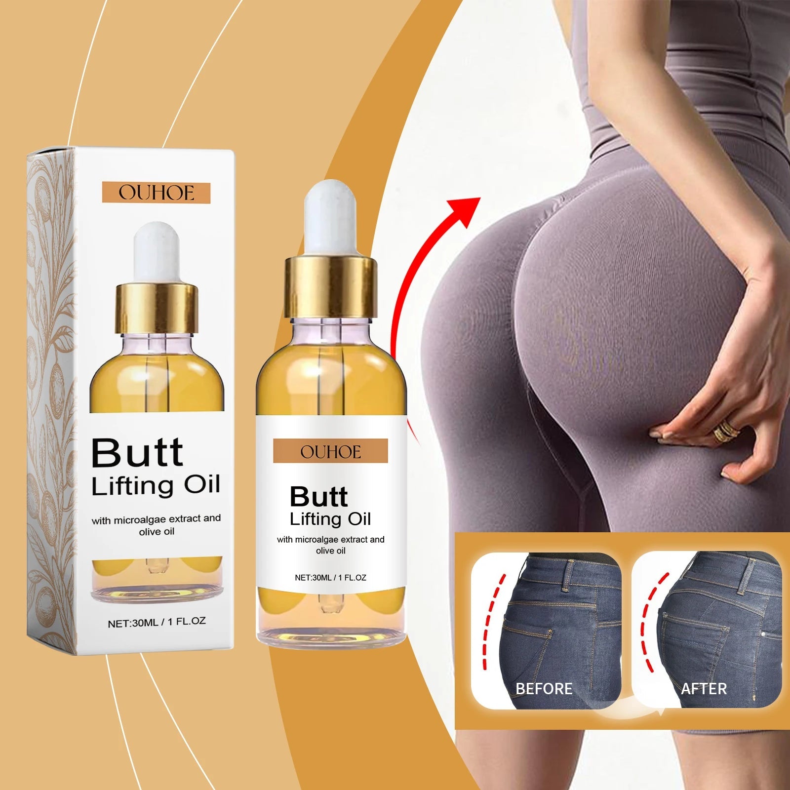 Buttock Enlargement Oil Hip Lifting Growth Firming Nourishing Moisturize Skin Tighten Pores Enhance Elasticity Body Massage Care RELUX.STORE
