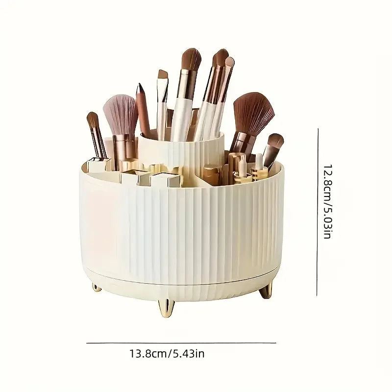 360° Rotating 5 Slot Makeup Brushes Holder Organizer Multi-Functional Desk Storage Cosmetics Storage for Vanity Desktop Bathroom RELUX.STORE