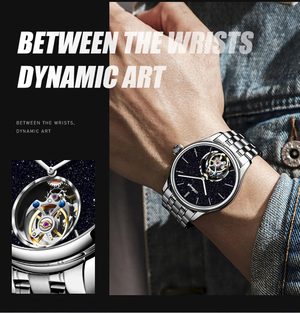 AESOP Mens Luxury Real Flying Tourbillon Mechanical Sapphire Waterproof Watch Skeleton Watches for Men Wristwatches Male 2025 A