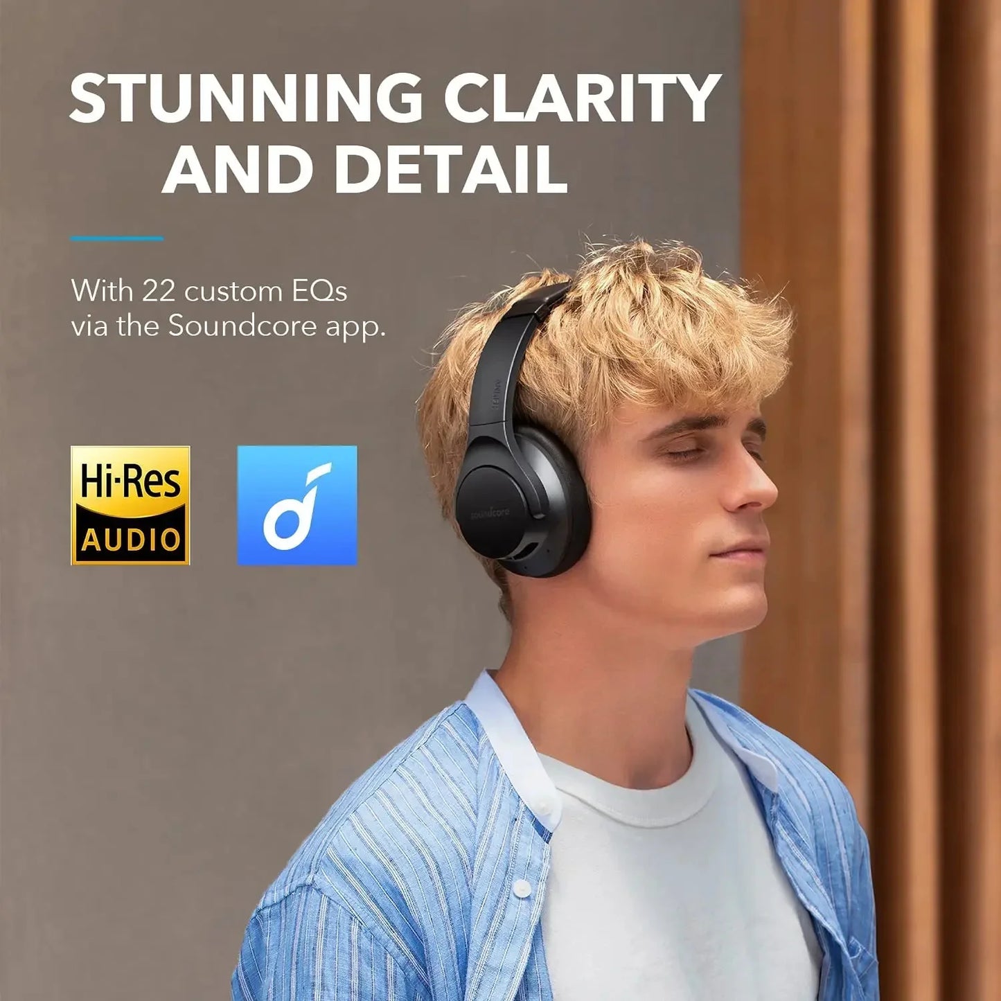 Soundcore Life Q20+ Active Noise Cancelling Headphones, 40H Playtime, Hi-Res Audio, App, Connect To 2 Devices, Memory