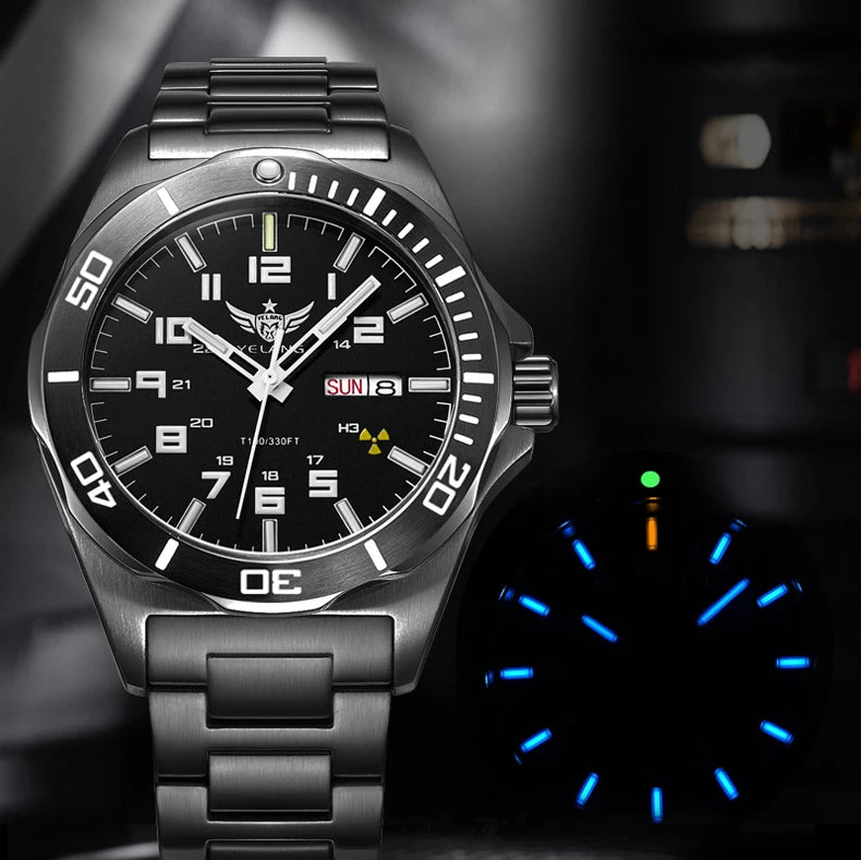 Yelang V1019 Brand 44MM Men Watch NH36 100M PROFESSIONAL WATERPROOF Deep Diving Mechanical Automatic Watch Sapphire Lens Reloj