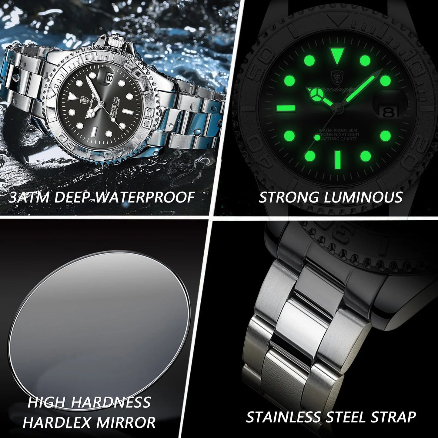 POEDAGAR Luxury Men Watch Business Quartz Man Clock Sports Waterproof Luminous Date Stainless Steel Men's Watches Male Reloj+box RELUX.STORE