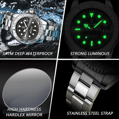 POEDAGAR Luxury Men Watch Business Quartz Man Clock Sports Waterproof Luminous Date Stainless Steel Men's Watches Male Reloj+box RELUX.STORE