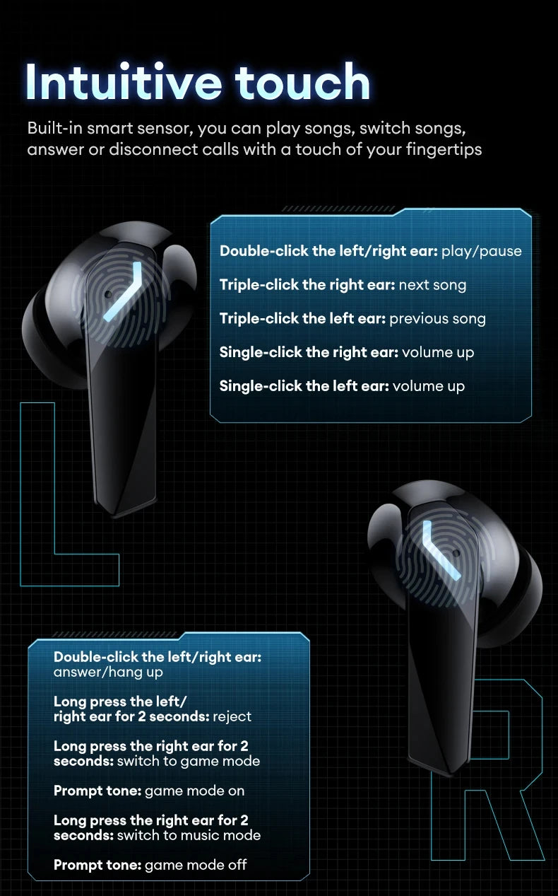 Lenovo XT53 Wireless Upgrade Bluetooth 5.4 Earphones Ultra Long Endurance Low Latency Gaming Headset LED Digital Display Earbuds RELUX.STORE
