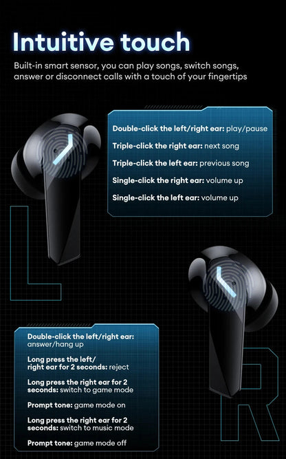 Lenovo XT53 Wireless Upgrade Bluetooth 5.4 Earphones Ultra Long Endurance Low Latency Gaming Headset LED Digital Display Earbuds RELUX.STORE
