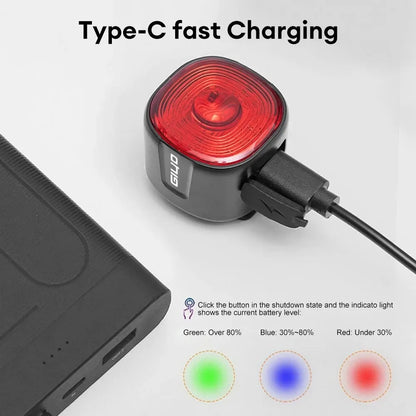 GlYO Auto Brake Sensing Bicycle Tail Light -USBRechargeable, lP66 Waterproof LED WarningLight for MTB & Road Bike Night Safety