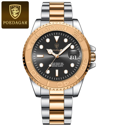 POEDAGAR Luxury Men Watch Business Quartz Man Clock Sports Waterproof Luminous Date Stainless Steel Men's Watches Male Reloj+box RELUX.STORE