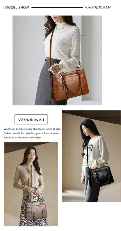 Elegant Handbag for Women High Quality Leather Top-Handle Bags Purse Ladies Shoulder Crossbody Bag Large Casual Tote 2025 Hot RELUX.STORE