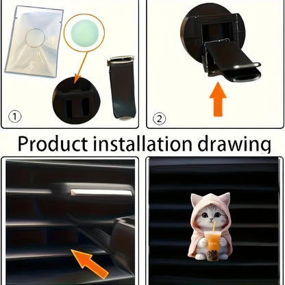 Cute cat acrylic car aromatherapy, long-lasting fragrance, vent clip, decorative and aromatherapy RELUX.STORE