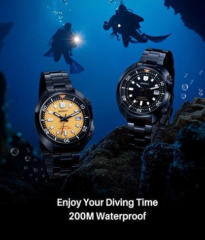 BERNY 20ATM Diver Watch For Men Mechanical Black Dial Original Design Top Automatic Sapphire Luxury Diving Luminous Men Watch