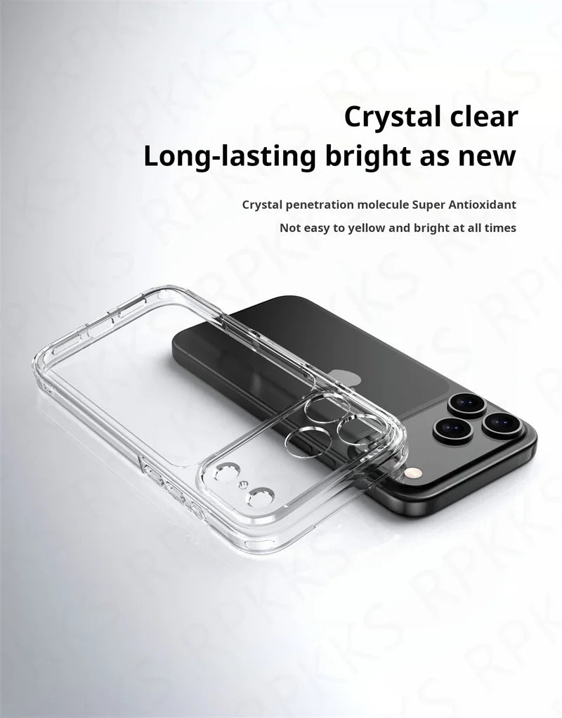 Luxury Hybrid Transparent Shockproof Phone Case For iPhone 17 Pro Max 17 Air 17Pro Max Clear Hard Acrylic Protective Back Cover RELUX.STORE