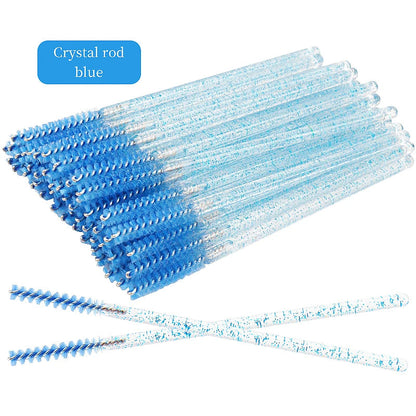 NEW 50Pcs Makeup Eyelash Brushes Disposable Crystal Eyebrow brush Diamond Handle Mascara Wand Applicator Lashes Extension Tools RELUX.STORE