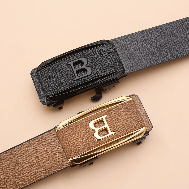 The new buckle toothless automatic buckle belt men's casual style business all-match waist belt personality youth trendy pants RELUX.STORE