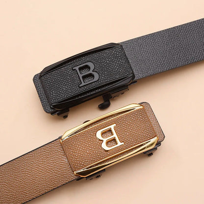 The new buckle toothless automatic buckle belt men's casual style business all-match waist belt personality youth trendy pants RELUX.STORE