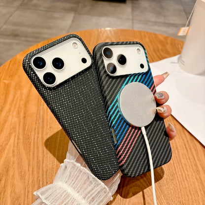 For Magsafe Magnetic Wireless Charging Luxury Solid Color Carbon Fiber Phone Case For iPhone 17 Pro Max Air Bumper Back Cover RELUX.STORE