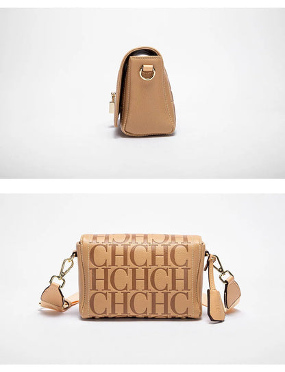 Fashion Design Model Metal Accessories Buckle Women's Shoulder Bag Luxury Brand 2025 Fashion Solid Colour Printed Head Bag RELUX.STORE