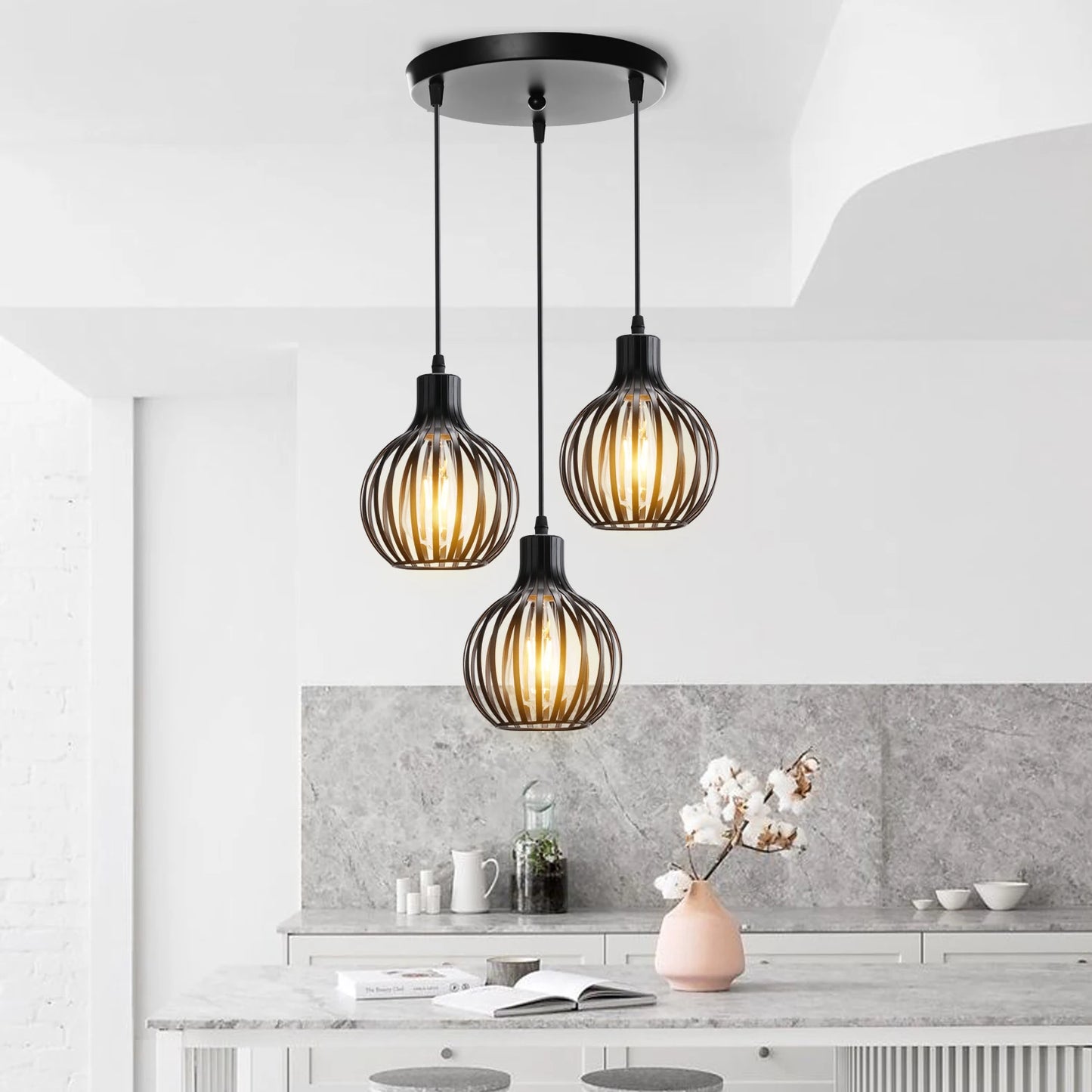 Retro Industrial Pendant Lamp Shade Geometric Modern Iron Lampshade Restaurant Hanging Light Creative Corridor Lighting Fixture