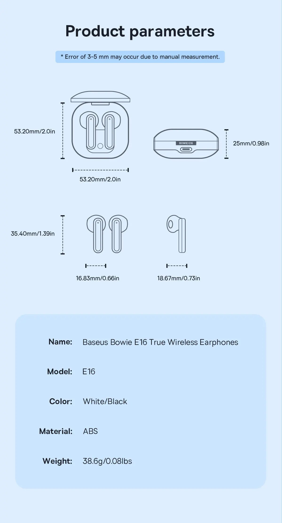 Baseus Bowie E16 Wireless Earphone Bluetooth 5.3 Earphones 30H Long Battery Life IPX4 Waterproof True Wireless Headphone Earbuds RELUX.STORE