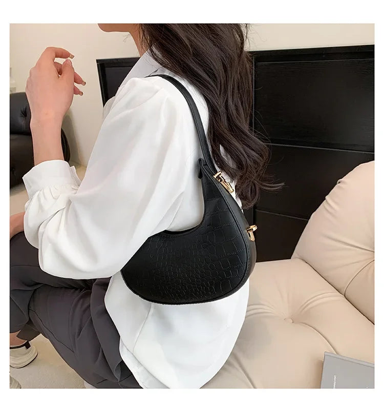 Fashion Luxury Design PU Leather Shoulder Bag Women Small Clutch Handbag Purse Female Underarm Bag Travel Totes shoulder bag RELUX.STORE