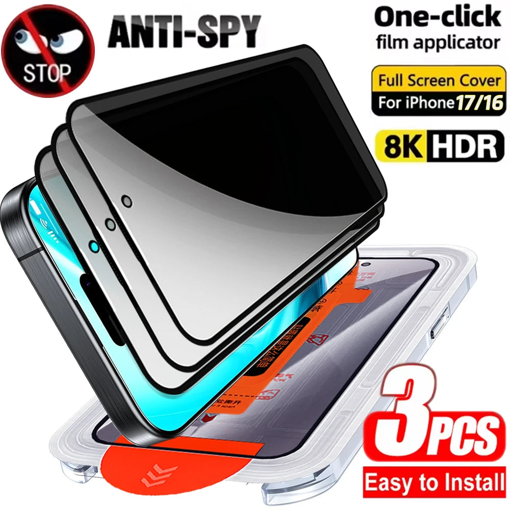 1/2/3Pcs Dust Free Installation Privacy Screen Protector for IPhone 16 17 Pro Max Plus 17 Air Anti-spy / HD Clear Tempered Glass RELUX.STORE