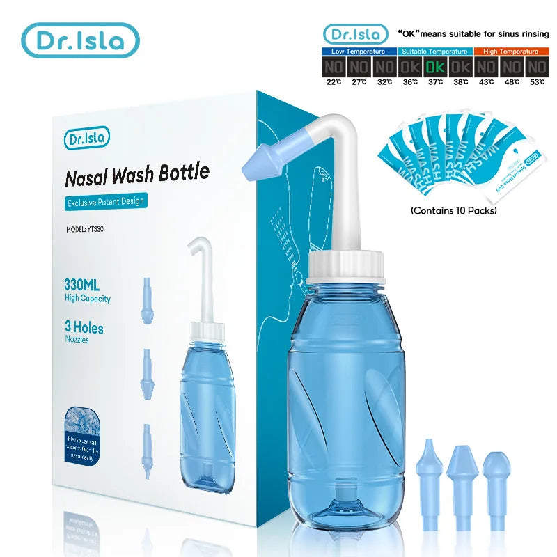 330ML Nasal Wash Sinusitis Nose Cleaner for Adults Child Allergic Rhinitis Treatment Nasal Irrigator Neti Pot Nose Cleaning Tool
