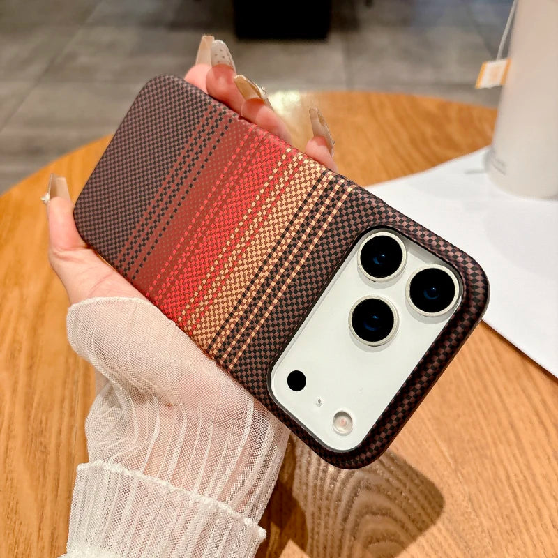 For Magsafe Magnetic Wireless Charging Luxury Solid Color Carbon Fiber Phone Case For iPhone 17 Pro Max Air Bumper Back Cover RELUX.STORE