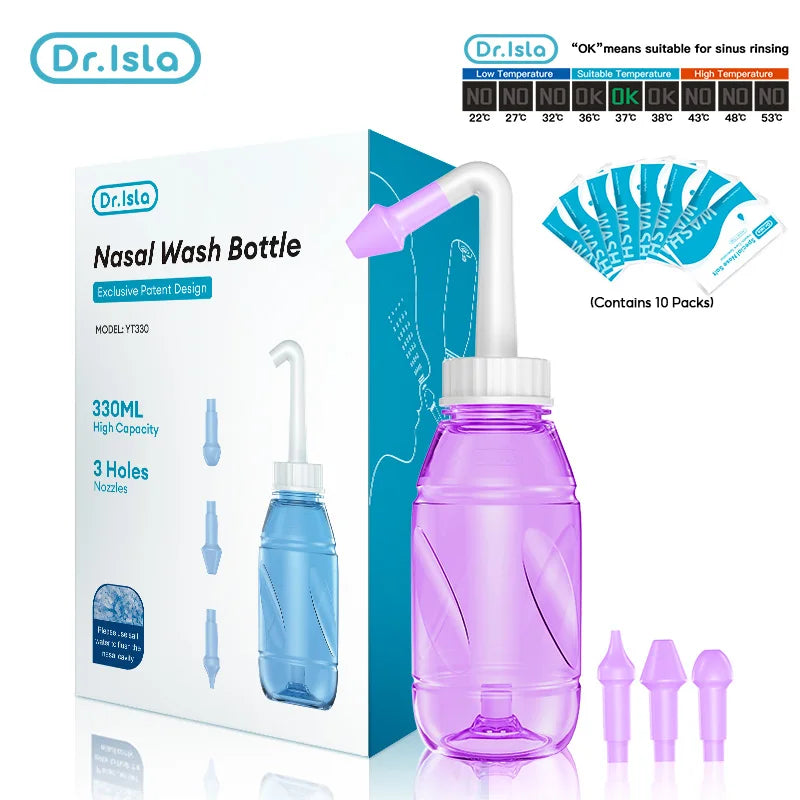 330ML Nasal Wash Sinusitis Nose Cleaner for Adults Child Allergic Rhinitis Treatment Nasal Irrigator Neti Pot Nose Cleaning Tool
