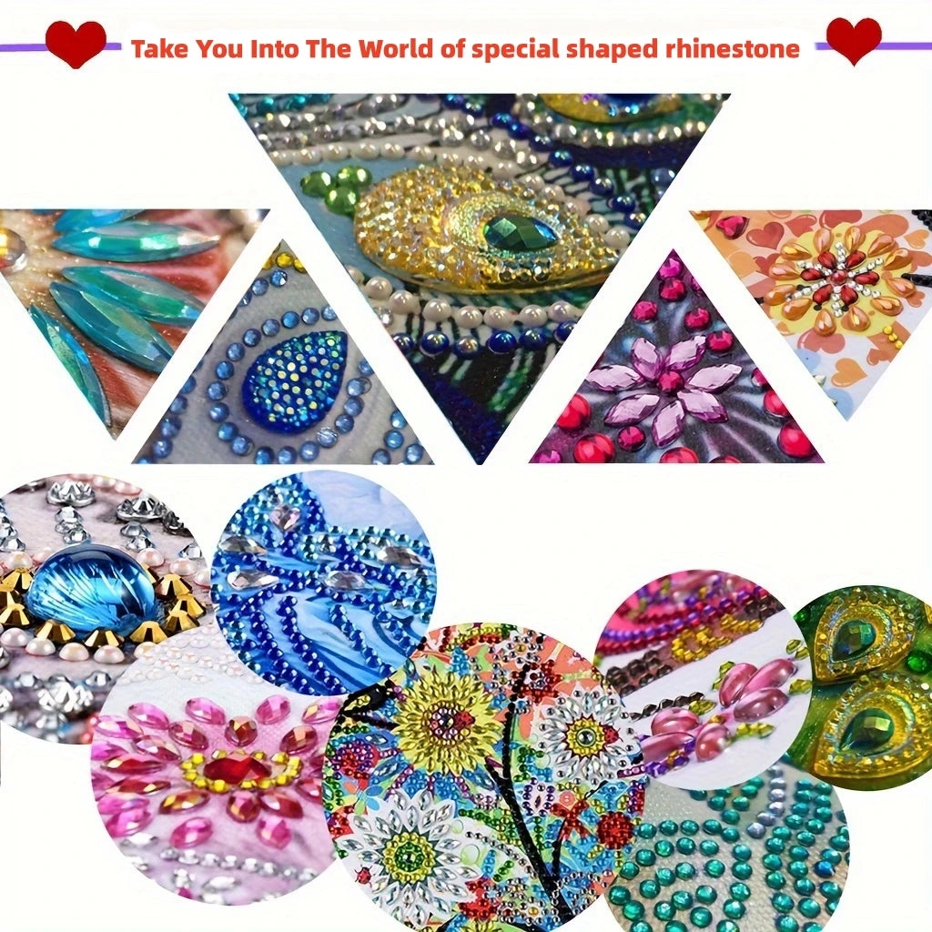 1 Acrylic Double-sided Super Flash Crystal Diamond Painting Captures Scenery Sun Moon Heart Tree Pattern DIY Wind Chimes