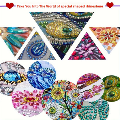 1 Acrylic Double-sided Super Flash Crystal Diamond Painting Captures Scenery Sun Moon Heart Tree Pattern DIY Wind Chimes
