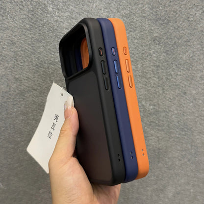 Luxury Orange Shield Matte Transparent Phone Case For iPhone 17 Pro Max 17 Pro 17 New Metal Buttons Skin Feel Shockproof Cover RELUX.STORE