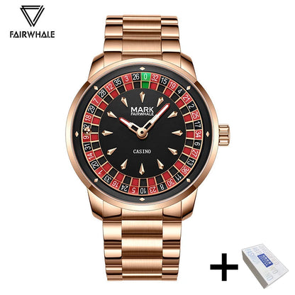 High Quality Mark Fairwhale Mens Wristwatch Fashion Unique Rotating  Roulette Dial Waterproof Quartz Man Watche Dropshipping ﻿