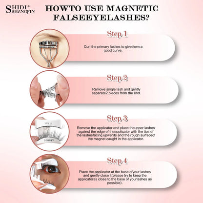 2 Pairs Magnetic Eyelash Natural Look Fluffy False Eyelashes Reusable Magnetic Eyelash Set with Applicator No Glue Need Makeup RELUX.STORE