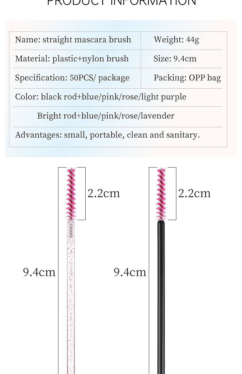 NEW 50Pcs Makeup Eyelash Brushes Disposable Crystal Eyebrow brush Diamond Handle Mascara Wand Applicator Lashes Extension Tools RELUX.STORE
