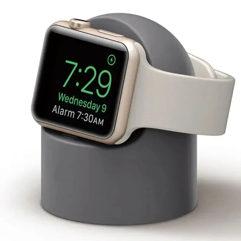 “Apple Watch Charger Stand – Durable Silicone Dock for iWatch Ultra/8/SE2/7/6/SE/4/3 (38–49mm) | Nightstand Mode Compatible | Stable Fast Charging Dock for All Apple Watch Models”