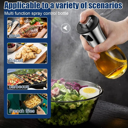 Oil Sprayer for Cooking, 200ML Olive Oil Sprayer Mister, stainless steel Oil Spray Bottle,Portable Oil Spritzer Kitchen Gadgets