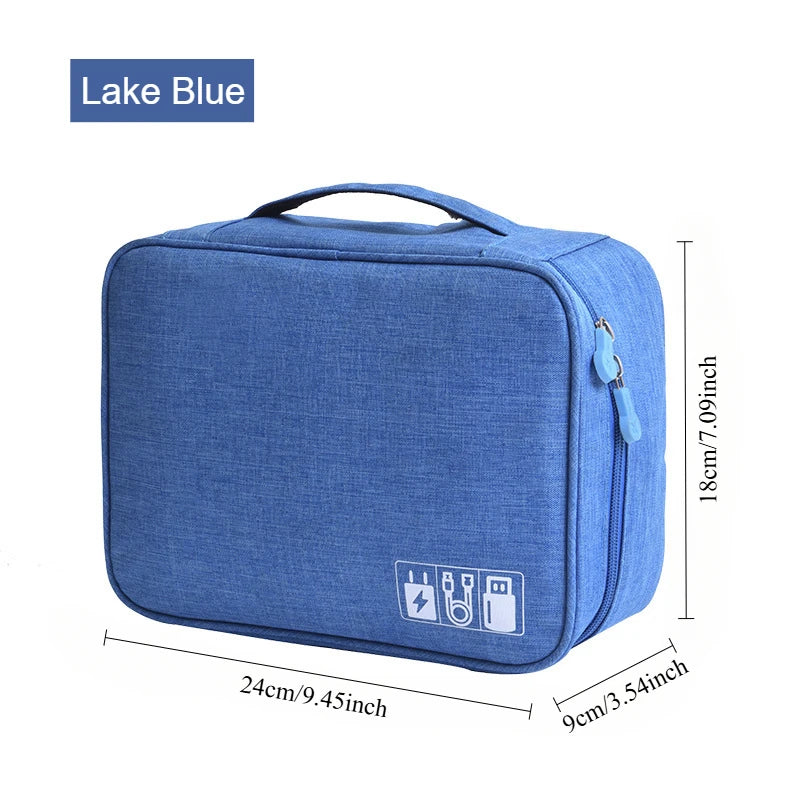 Handheld Digital Bag Multifunctional Large Capacity Moistureproof Mesh Earphone Charger Data Cable USB Travel Protective Case1PC