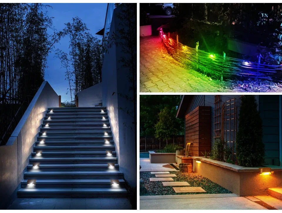 1-8 Pack Led Solar Step Lights Outdoor Fence Garden Lamp for Stairs Yard Patio Pathway Deck 3 Colors Waterproof RGB Sunlight RELUX.STORE