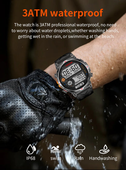 2025 New Military AMOLED HD SmartWatch 650Mah Battery GPS Compass 5ATM Waterproof Tactics 100+ Sport BT call Smart Watch For Men