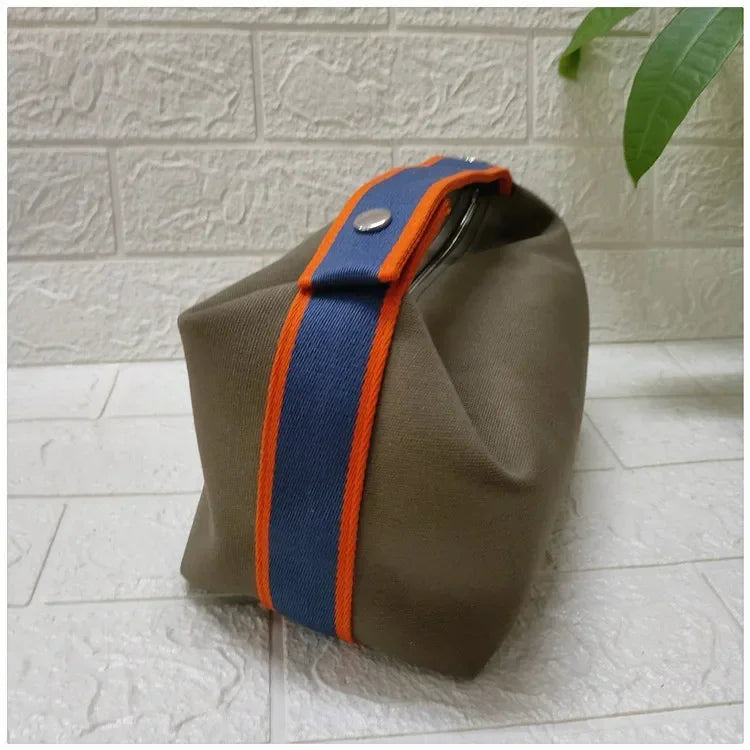 2024 New Large Capacity Canva Makeup Bag Soft Texture Fashionable Women's Shoulder Bag Color Blocking Handbag From China RELUX.STORE