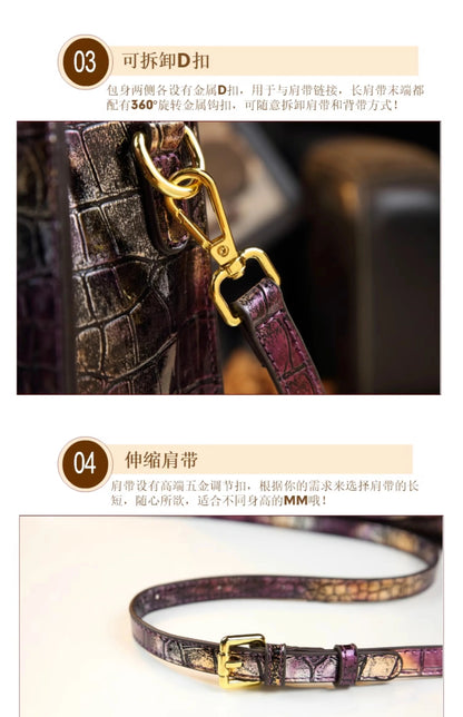 2025 New Arrival All-match Crocodile Pattern Atmospheric Middle-aged Women's Bag Large Capacity Portable Tote Bag Handbags RELUX.STORE