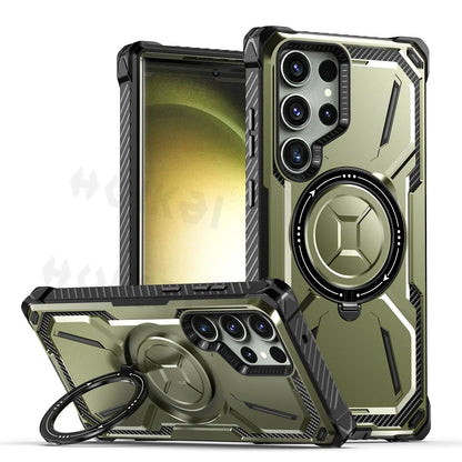 Case for Samsung Galaxy S25 Ultra S24 Ultra S23 Magnetic Mag-Safe Heavy Duty Shock Absorption Body Protective Rotatable Kickstan