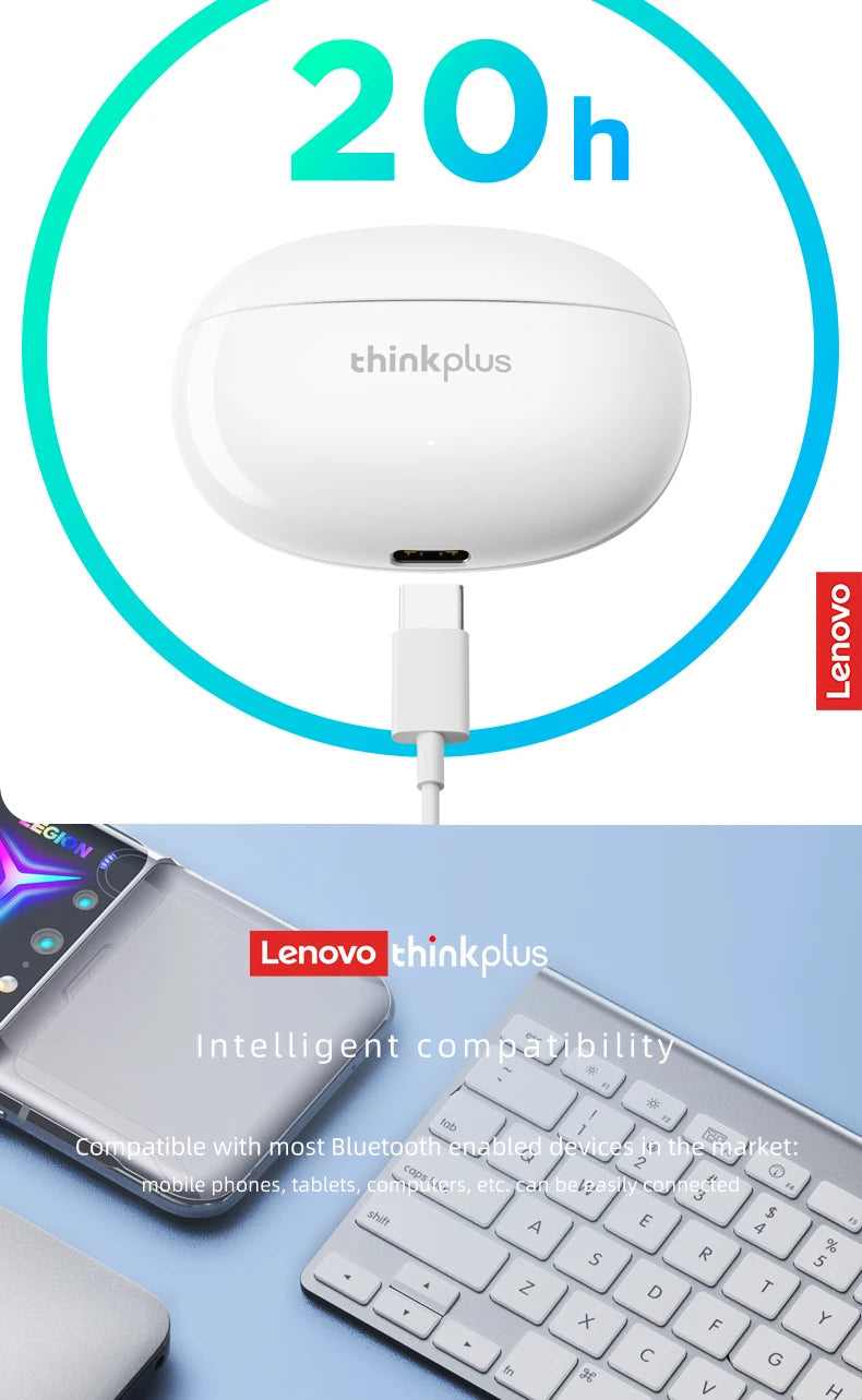 Lenovo Thinkplus XT88 in Ear Bluetooth Earphones with Dual Microphones, Stereo Noise Reduction, Bass HIFI Touch Earphones RELUX.STORE