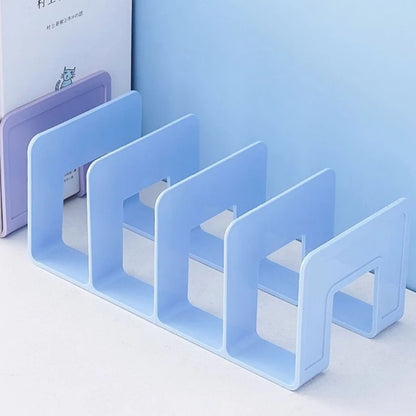 4 Grid Bookends Stand Bookshelf Desktop Decor Storage Rack Bookend Book Holder School Stationery Office Desktop File Organizer