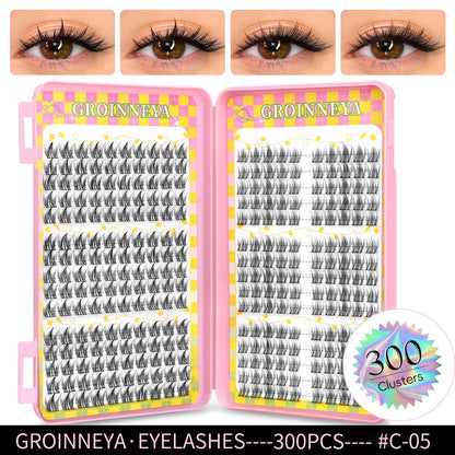 GROINNEYA Eyelashes Clusters 320 pcs Natural Eyelash extension Cluster Lashes Volume Mixed Tray Lashes Cluster Natural Lashes RELUX.STORE