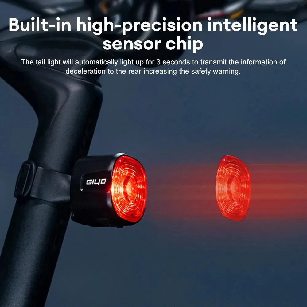 GlYO Auto Brake Sensing Bicycle Tail Light -USBRechargeable, lP66 Waterproof LED WarningLight for MTB & Road Bike Night Safety
