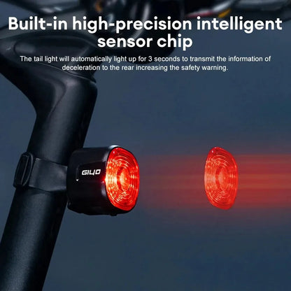 GlYO Auto Brake Sensing Bicycle Tail Light -USBRechargeable, lP66 Waterproof LED WarningLight for MTB & Road Bike Night Safety