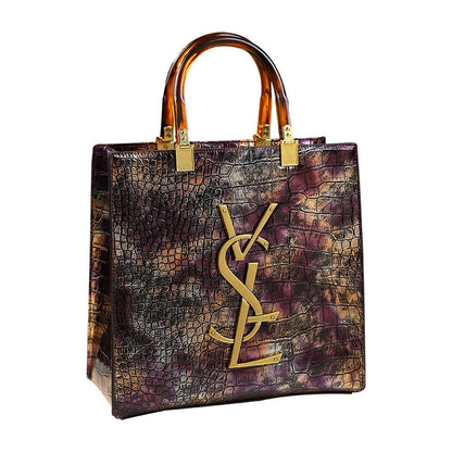 2025 New Arrival All-match Crocodile Pattern Atmospheric Middle-aged Women's Bag Large Capacity Portable Tote Bag Handbags RELUX.STORE